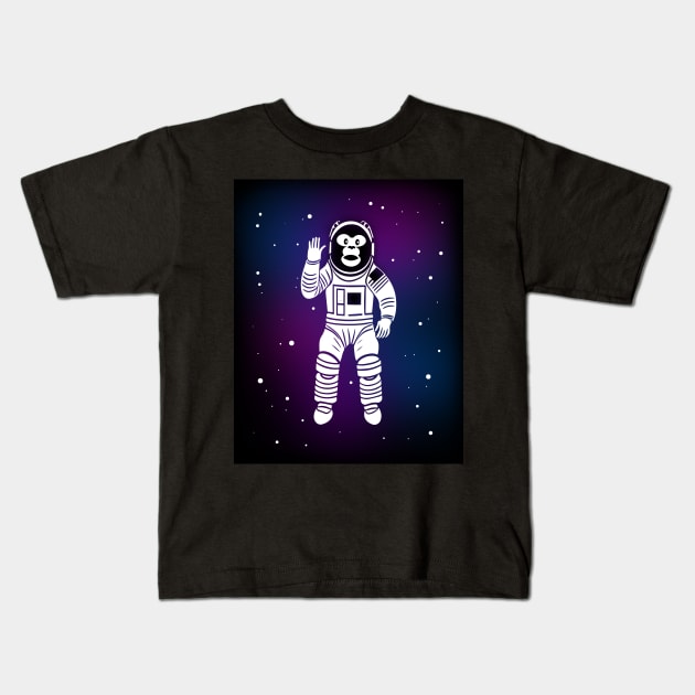 Monkey Astronaut in Space Kids T-Shirt by ArtFactoryAI